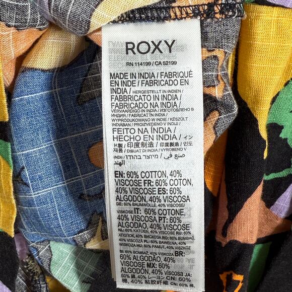 Roxy Short Sleeve Belted Jumpsuit Bold Floral Print Artsy Retro Style | Size XS - Picture 4 of 10